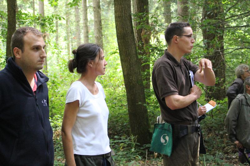 De gauche à droite : Kylian Duval, coopérative forestière «Nord Seine Forêt», Marie Pillon, conseillère à la Chambre d’agriculture, et Maxime Minotte, cabinet d’expertise forestières «CEGEB». (© Dorian Alinaghi)