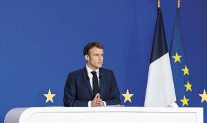 Conférence de presse pour la présidence française du Conseil de lUnion Européenne.