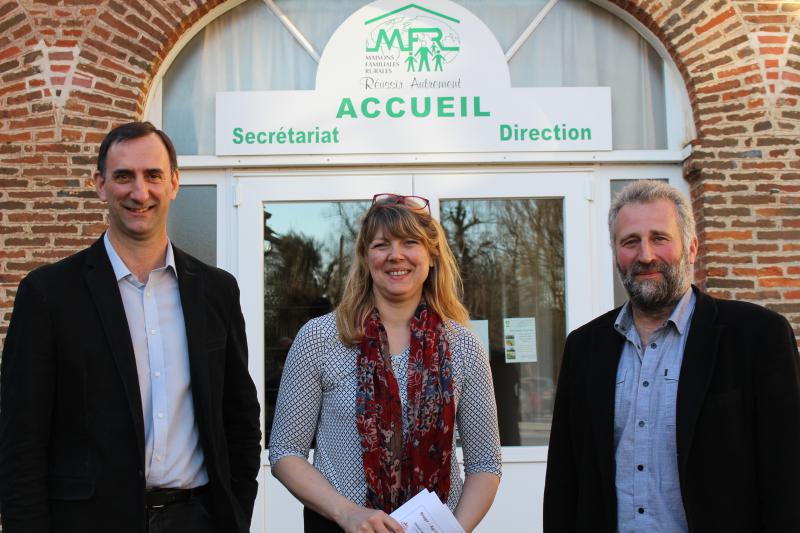 Fabrice Riquier, directeur de la Chambre d'agriculture de l'Oise, Carole Andrieux, directrice de la MFR de Saint-Sulpice, et Christophe Beeuwsaert.