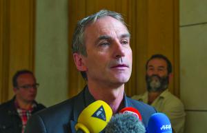 Thierry Roquefeuil à la sortie de la réunion de la filière lait le 24 juillet.