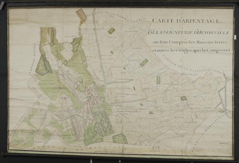 Carte d’arpentage de la seigneurie d’Hénonville (1780). (© Dominique Lapeyre-Cavé)