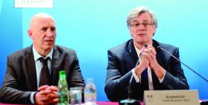 Dominique Potier et Stéphane Le Foll lors de la conférence de presse du 30 janvier sur le suivi du plan Ecophyto II.
