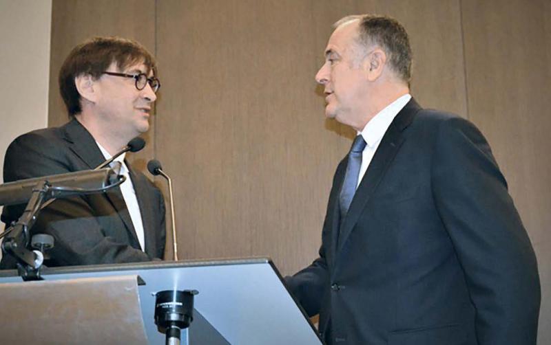 Sébastien Windsor (à gauche) le 29 janvier avec le ministre de l’Agriculture, Didier Guillaume.