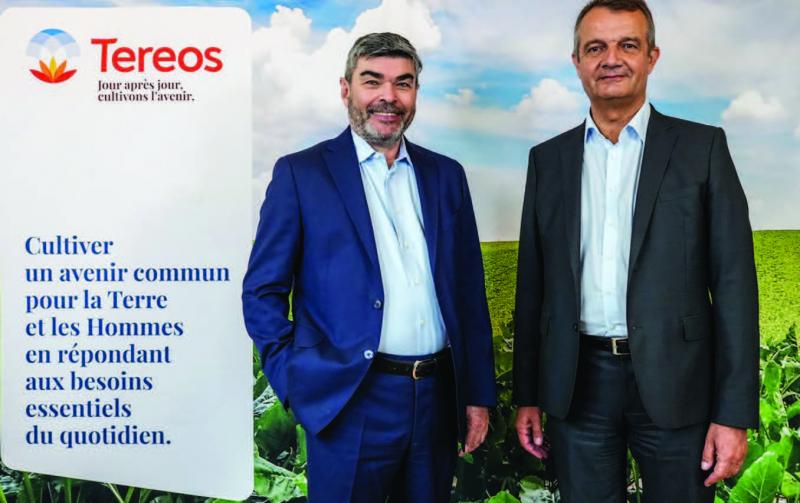 Olivier Leducq, directeur général et Gérard Clay, président du conseil d'administration de la coopérative Tereos lors de la présentation de ses résultats.
