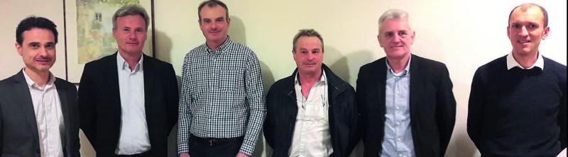 De gauche à droite : Fabien Choiseau, Serge Moly, Bernard Mancaux, Luc Renault, Jacques Borgoo et Julien Lenne.