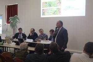 (De gauche à droite) Nicolas Rialland, directeur des affaires publiques de la CGB, Hans Dekkers, président de la CGB dans l’Oise, Franck Sanders, président de la CGB, Emmanuel Pigeon, directeur régional des Syndicats betteraviers des Hauts-de-France, et Pierre Vatin, député LR de la 5e circonscription de l’Oise.