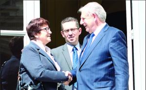 hristiane Lambert, Jérôme Despey et Jacques Mézard après leur entretien le 22 mai 2017, au ministère de l’Agriculture.