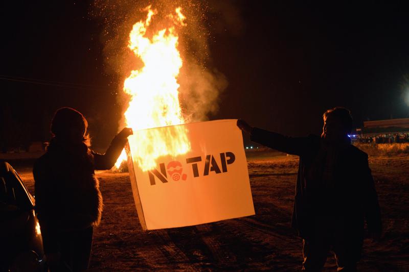 Manifestation durant la fête du feu de Melendugno, le 27 janvier 2018.