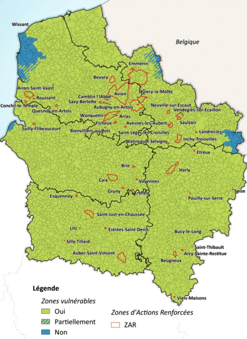Figure 1 : les zonages en Hauts-de-France.